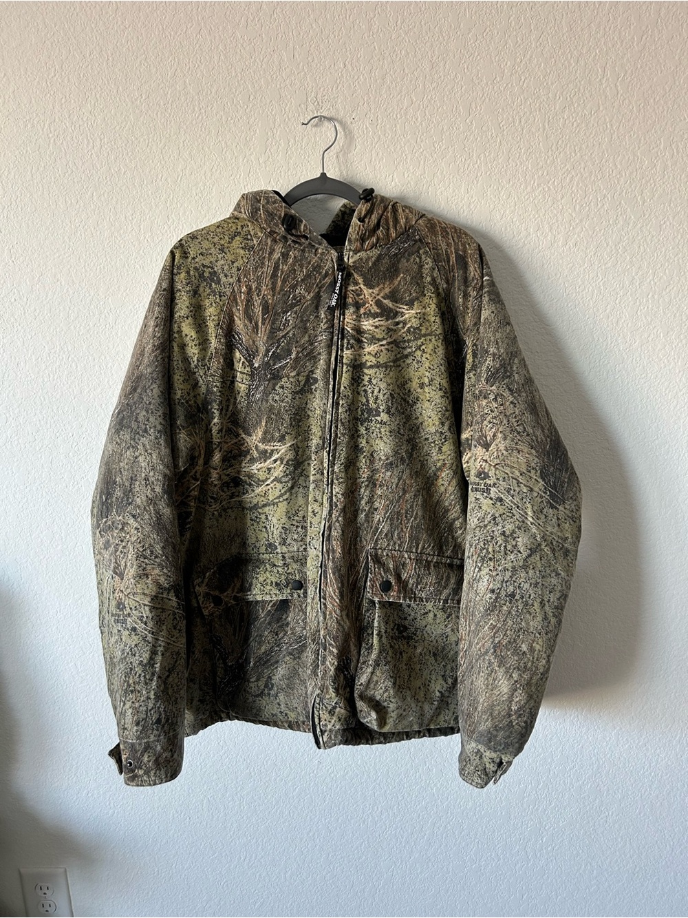 Vintage Mossy Oak Brush Camo Insulated Hooded Jacket - 2XL